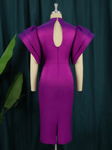 AOMEI Flare Sleeve Shiny Bodycon Party  Dresses