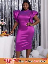 AOMEI Flare Sleeve Shiny Bodycon Party  Dresses