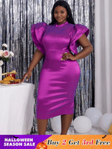 AOMEI Flare Sleeve Shiny Bodycon Party  Dresses