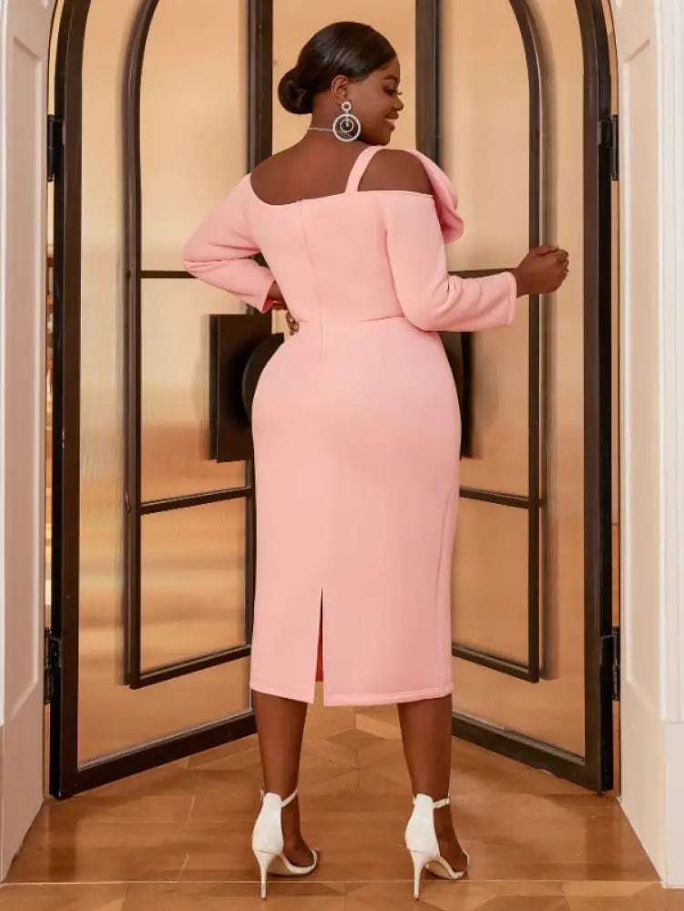 AOMEI Flower Asymmetrical Midi Party Dress