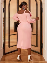 AOMEI Flower Asymmetrical Midi Party Dress