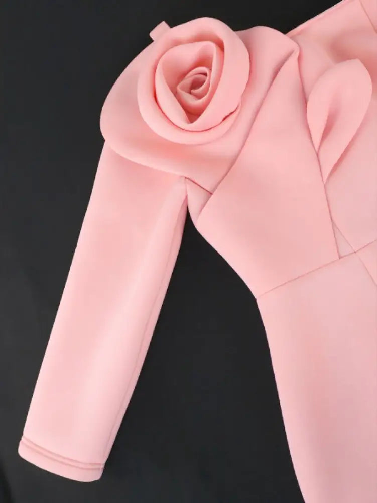 AOMEI Flower Asymmetrical Midi Party Dress