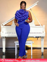 blue halterneck sleeveless jumpsuit for women