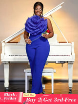 blue halterneck sleeveless jumpsuit for women