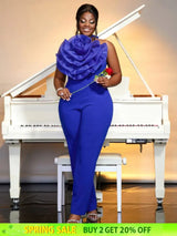 blue halterneck sleeveless jumpsuit for women