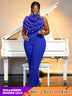 blue halterneck sleeveless jumpsuit for women