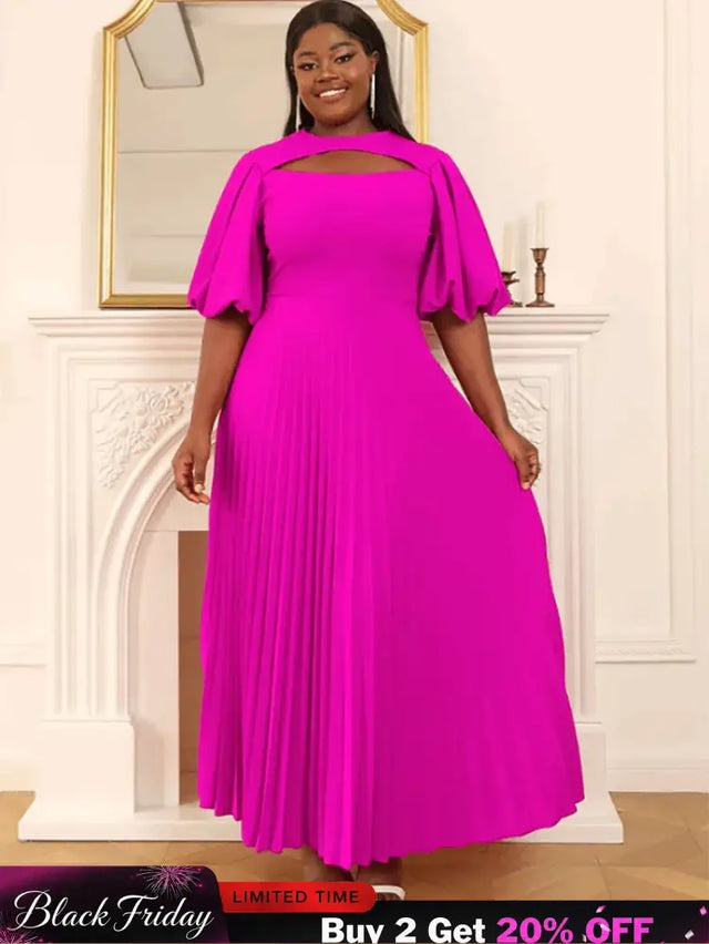 pleated maxi dress