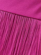 Aomei Long Sleeves Tassels Midi Deep V Neck Sexy Dress