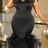 AOMEI Midi Sleeveless Bow V Neck Mermaid Dress - Black / S