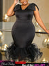 AOMEI Midi Sleeveless Bow V Neck Mermaid Dress - Black / S
