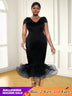 AOMEI Midi Sleeveless Bow V Neck Mermaid Dress