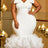 AOMEI Midi Sleeveless Bow V Neck Mermaid Dress - White / S