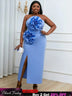 blue strapless sleeveless dresses for women