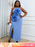 blue strapless sleeveless dresses for women