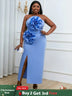 blue strapless sleeveless dresses for women