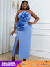 blue strapless sleeveless dresses for women