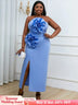 blue strapless sleeveless dresses for women