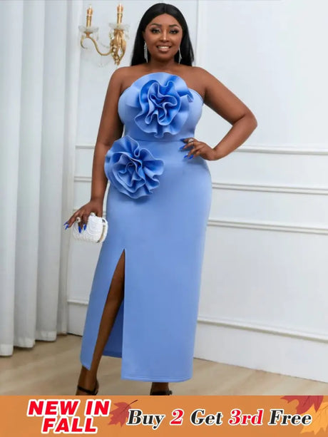 blue strapless sleeveless dresses for women