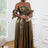 AOMEI Off Shoulder Gold Maxi Dress