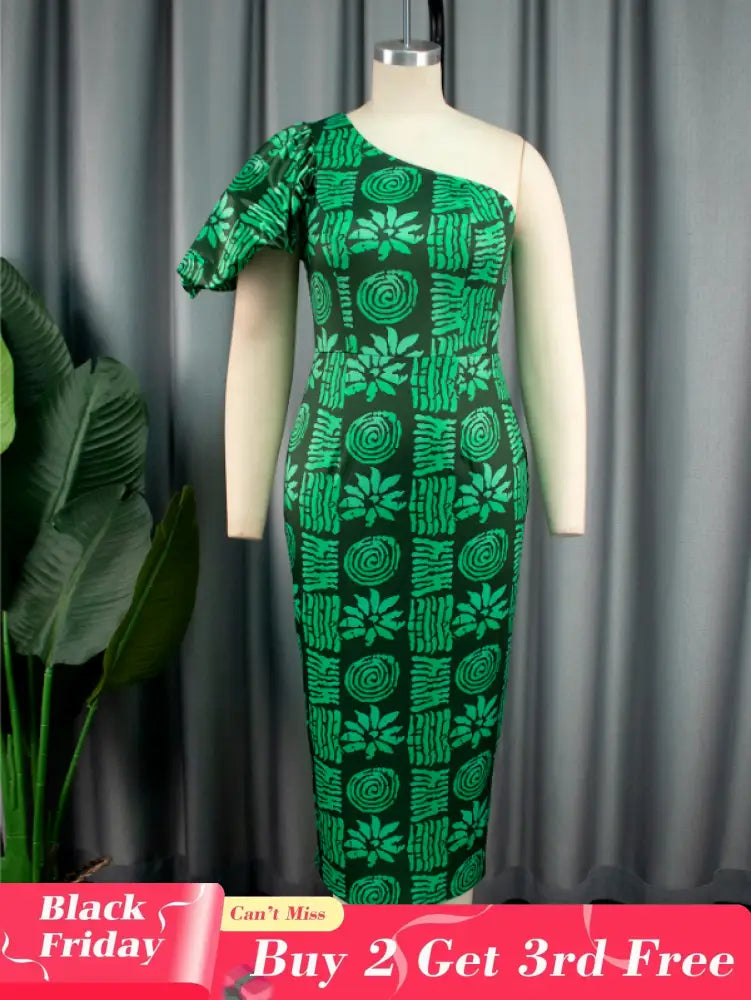 green printed bodycon dresses for women