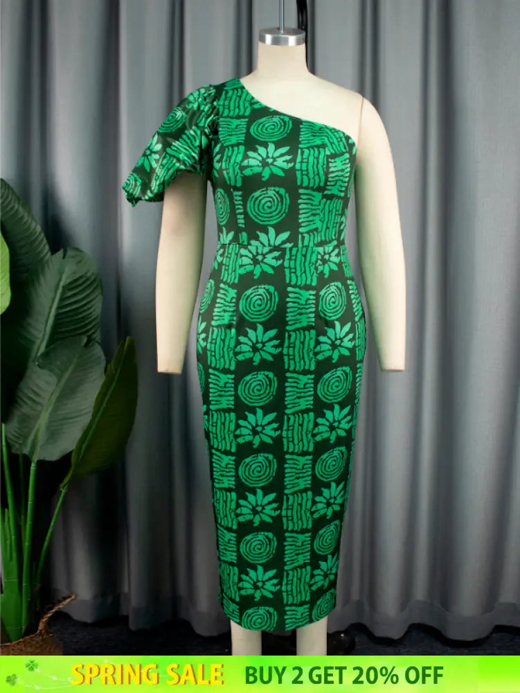 green printed bodycon dresses for women