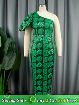 green printed bodycon dresses for women