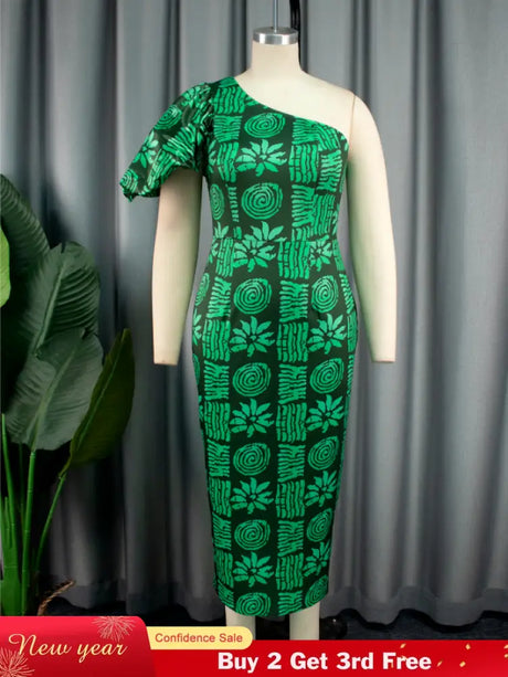 green printed bodycon dresses for women