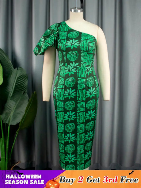 green printed bodycon dresses for women