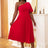 AOMEI One Shoulder Lantern Sleeve Pleated Dress Midi Red / S