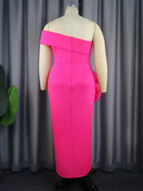 AOMEI One Shoulder Rose 3D Floral Evening Gown Maxi
