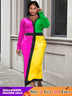 Aomei  Patchwork Long Dress For Office Ladies
