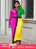 Aomei  Patchwork Long Dress For Office Ladies