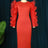 AOMEI Patchwork Ruffle Red Midi Bodycon Christmas Dress Red / S