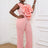 AOMEI Plus Size 3D Flower Jumpsuit One Shoulder Pink / S