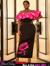 AOMEI Plus Size Floral Maxi Bithday Party Dress for Women