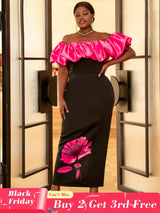 AOMEI Plus Size Floral Maxi Bithday Party Dress for Women