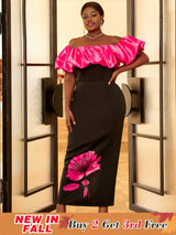 AOMEI Plus Size Floral Maxi Bithday Party Dress for Women
