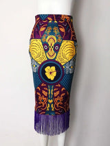 AOMEI Plus Size Floral Printed Tassel Skirts