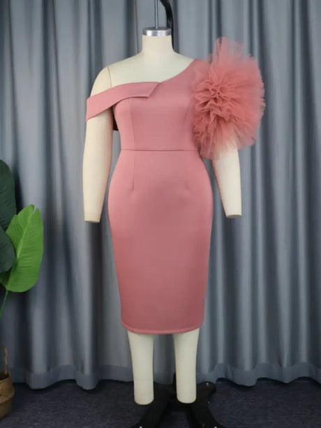 3d flower mesh dress