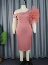 3d flower mesh dress