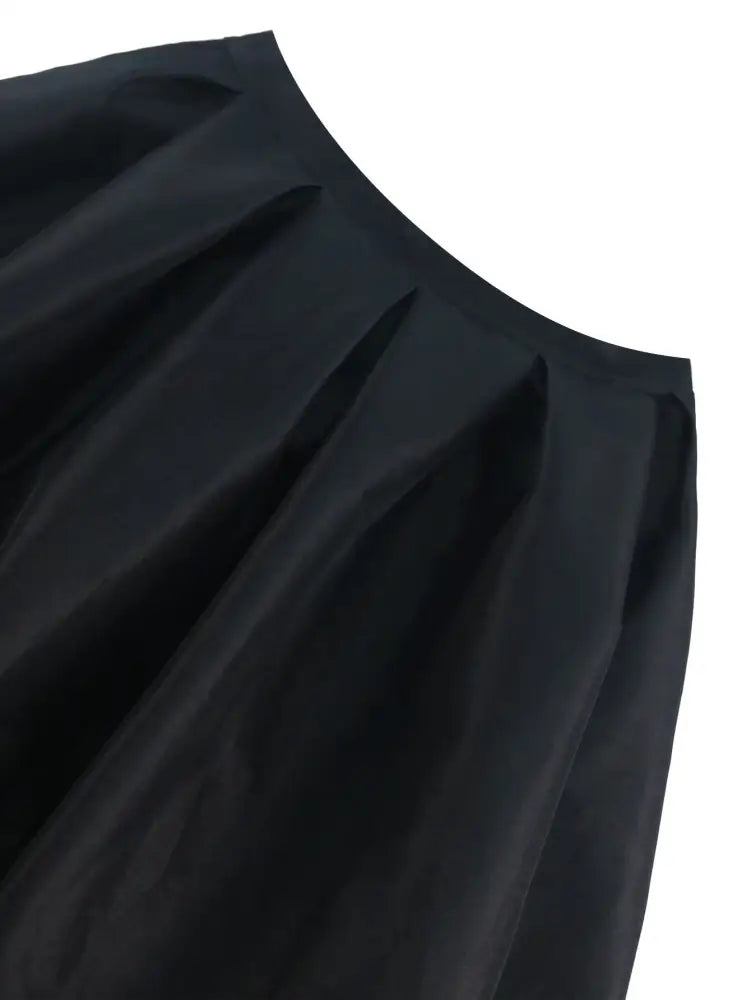 AOMEI Plus Size Solid Black Ball Gown Long Skirt Woman