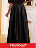 AOMEI Plus Size Solid Black Ball Gown Long Skirt Woman Black / S