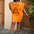 AOMEI Plus Size Strapless Large Bowtie Party Mini Dress Orange / S