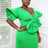 AOMEI Plus Size V Neck Bowtie Mini Dresses Green / S