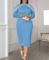 AOMEI Plus Size White Lace Wedding Guest Dresses White Bridal Shower Dresses SkyBlue / S