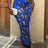 AOMEI Printed Pencil High Waist Long Skirt Summer Blue / S