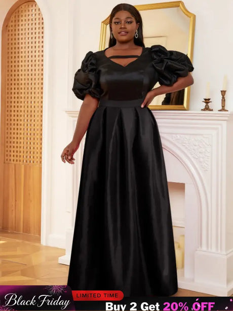AOMEI Puff Sleeve A Line Two Piece Skirt Sets