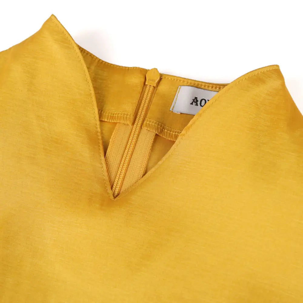 AOMEI Puff Sleeve Half Collar Peplum Bodycon Dresses