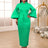 AOMEI Puff Sleeve Half Collar Peplum Bodycon Dresses Green / S