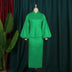 AOMEI Puff Sleeve Half Collar Peplum Bodycon Dresses Green / S